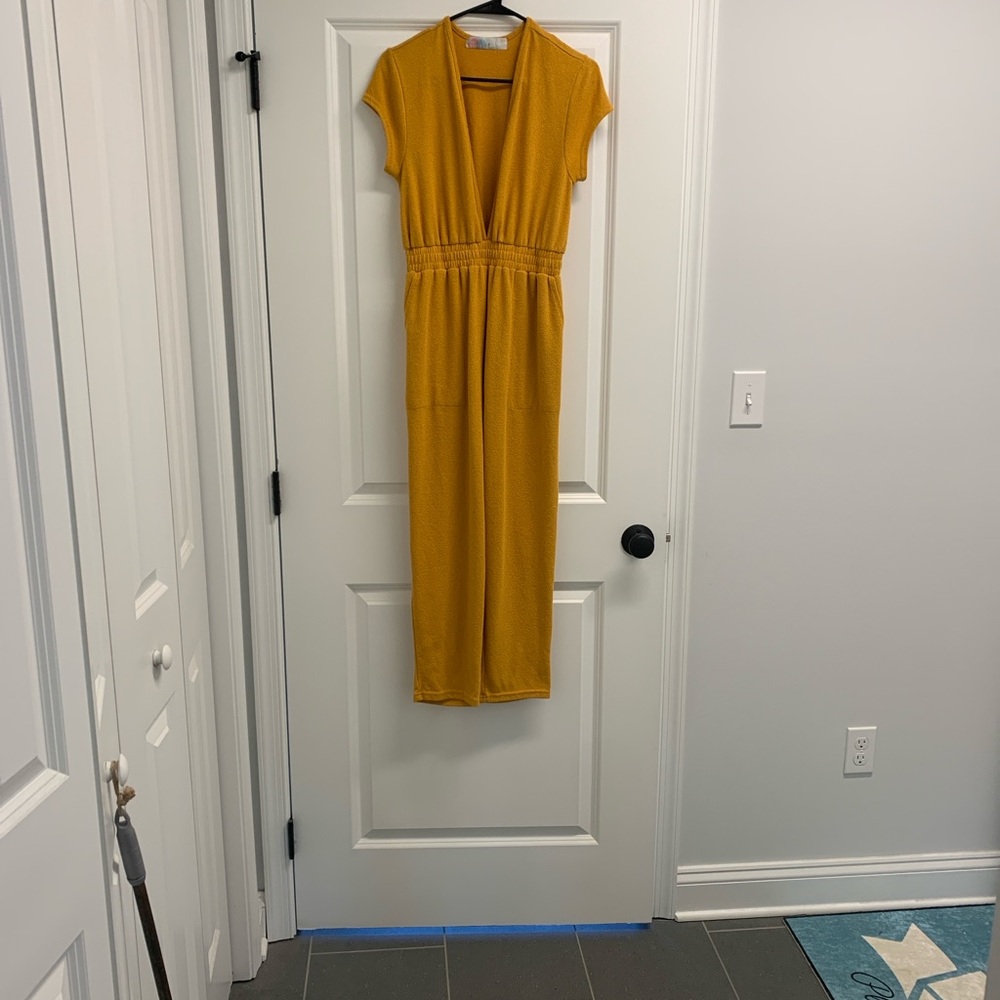 Free People Mustard Jumpsuit Golden Pollen Beach Rita size XS